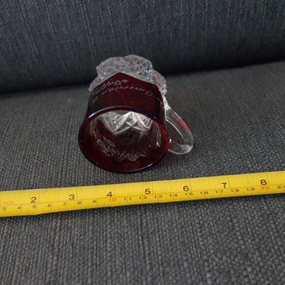 Pan American Expo Buffalo 1901 Rub Red Flash Glass with Handle Lou Florette - Picture 11 of 15